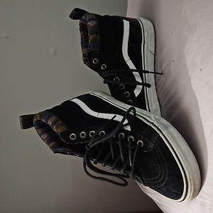 VANS Black Suede Aztec Woven Scothguard SK8-Hi